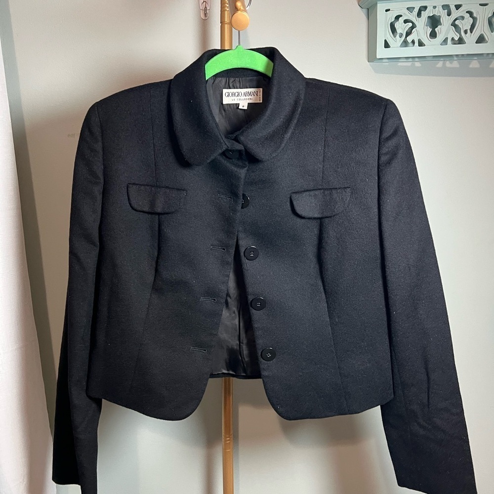 Giorgio Armani Black Tailored 100% Cashmere Blazer